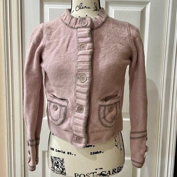 MARC JACOBS 100% WOOL KNITTED SWEATER PINK/ GRAY KIDS SIZE 10-12 - Picture 2 of 12